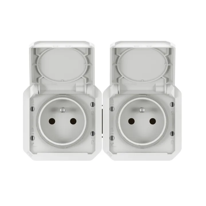 Prise De Courant 2X2P+T Horizontale Plexo Composable Blanc