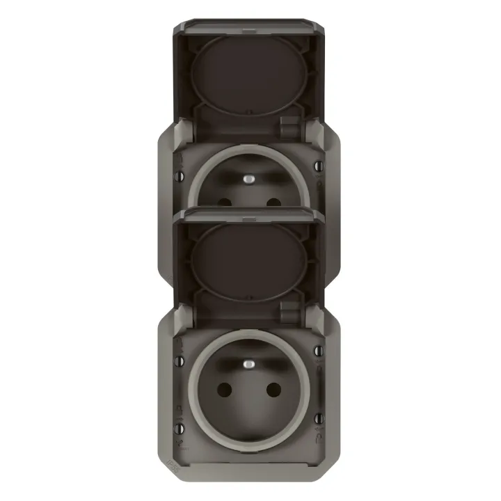 Prise De Courant 2X2P+T Verticale Plexo Composable Anthracite