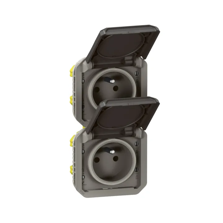 Prise De Courant 2X2P+T Verticale Plexo Composable Anthracite