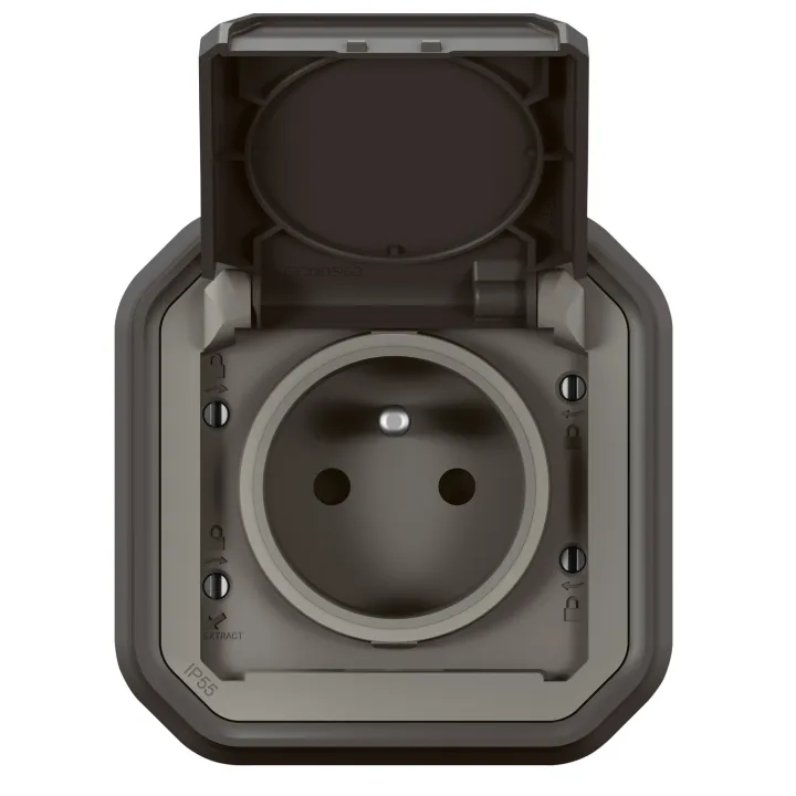 Prise De Courant 2P+T Plexo Complet Encastré Anthracite