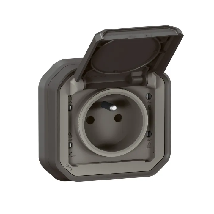 Prise De Courant 2P+T Plexo Complet Encastré Anthracite