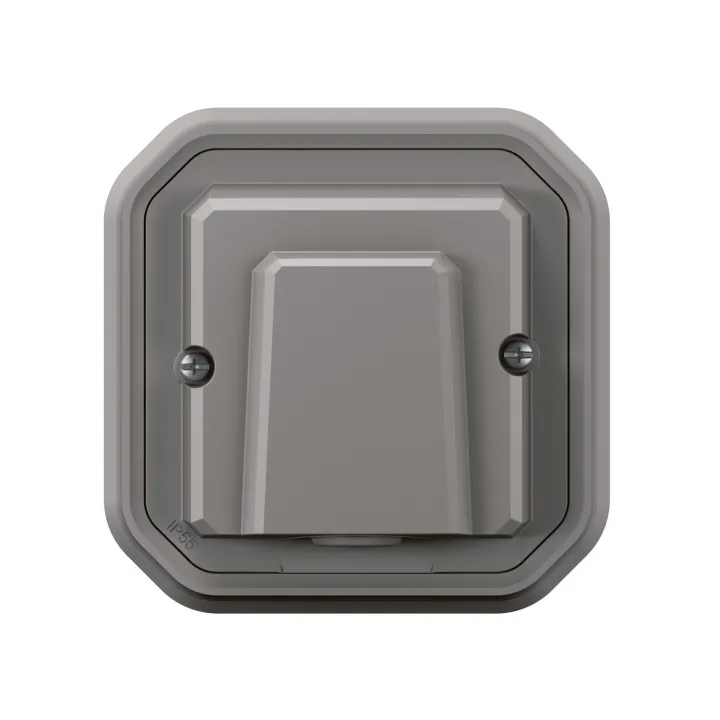 Sortie De Câble 16A Plexo Complet Encastré Gris