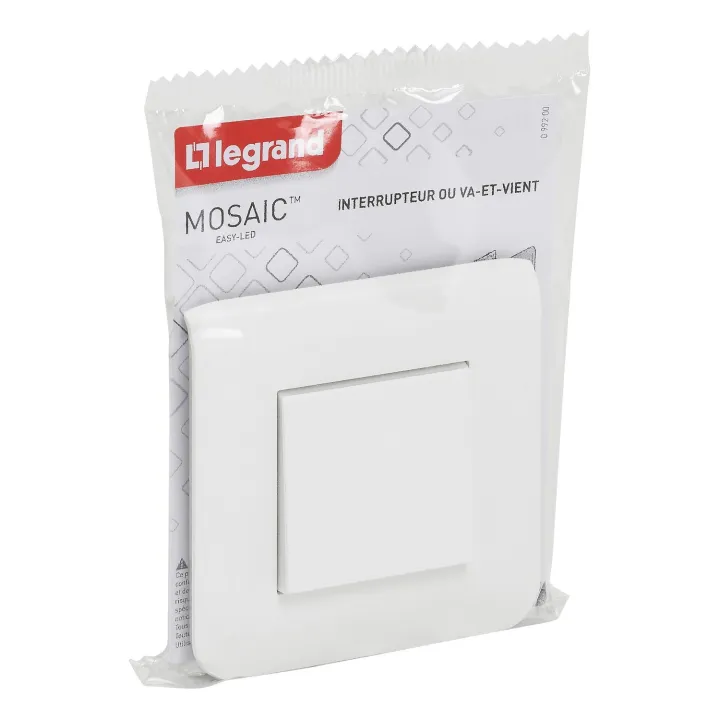 Interrupteur Ou Va-Et-Vient Mosaic 10A Blanc Complet Avec Plaque