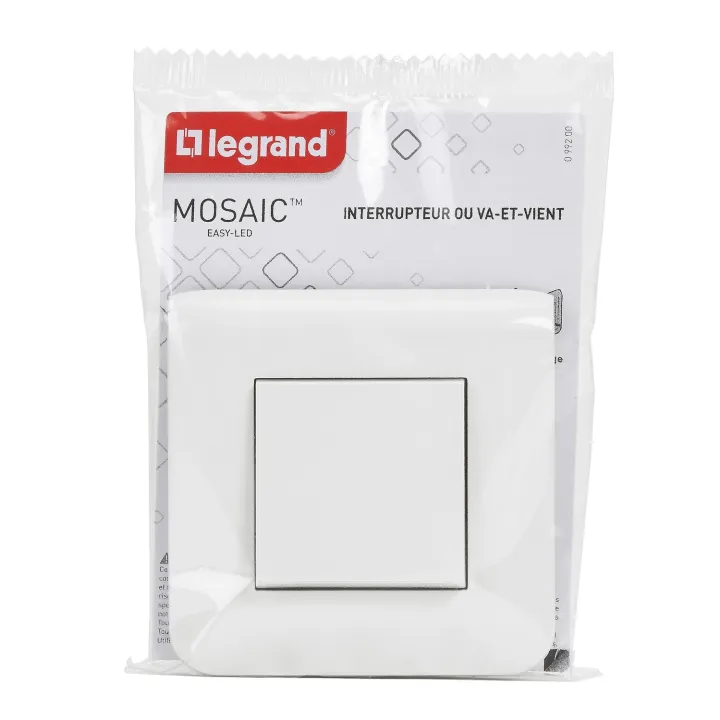 Interrupteur Ou Va-Et-Vient Mosaic 10A Blanc Complet Avec Plaque