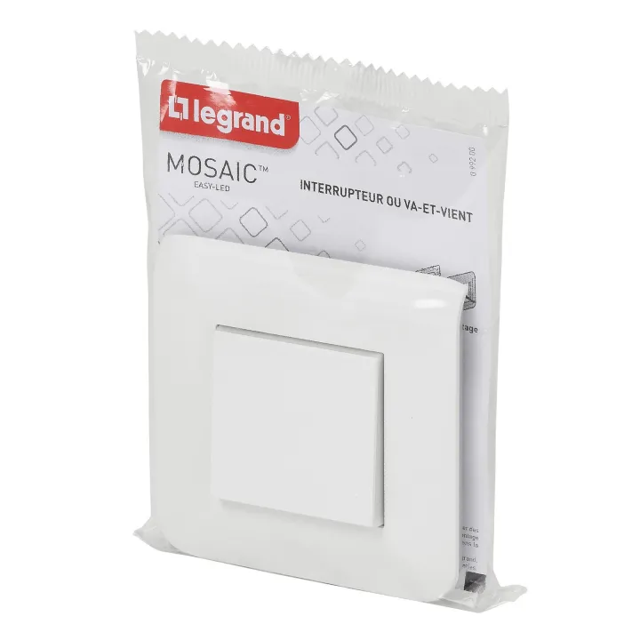 Interrupteur Ou Va-Et-Vient Mosaic 10A Blanc Complet Avec Plaque