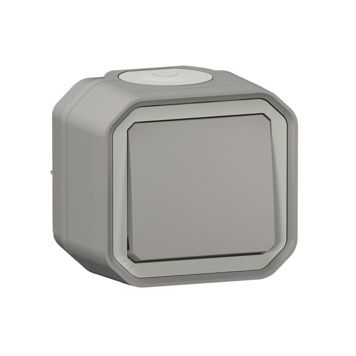 Interrupteur Ou Va-Et-Vient 10Ax 250V Plexo Complet Saillie Gris
