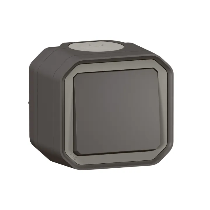 Interrupteur Ou Va-Et-Vient 10Ax 250V Plexo Complet Saillie Anthracite