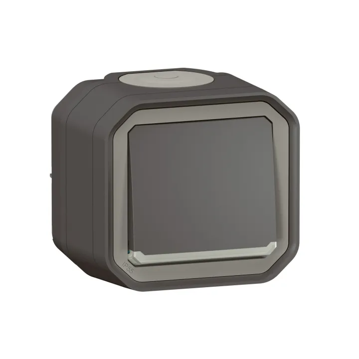 Interrupteur Ou Va-Et-Vient Témoin 10Ax 250V Plexo Complet Saillie Anthracite