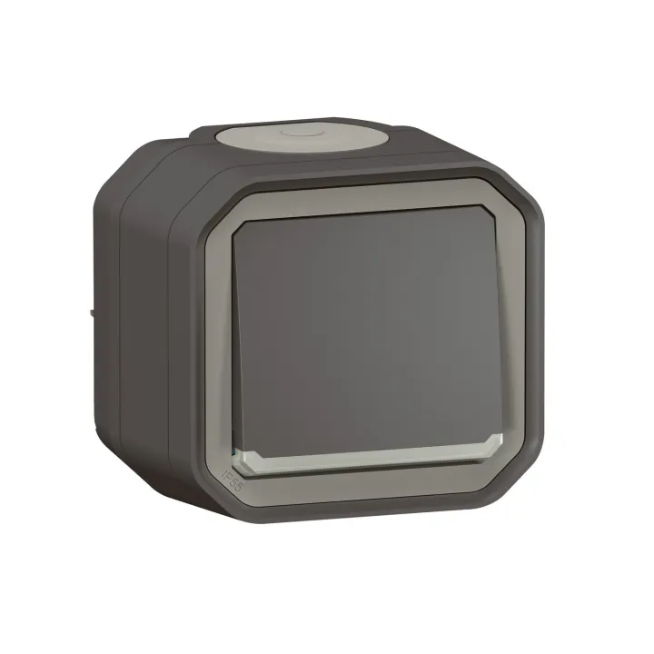 Interrupteur Ou Va-Et-Vient Lumineux10Ax 250V Plexo Complet Saillie Anthracite