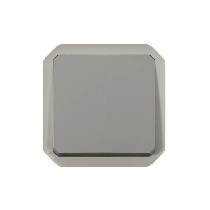 Commande Double Interrupteur Ou Poussoir Plexo Composable Gris
