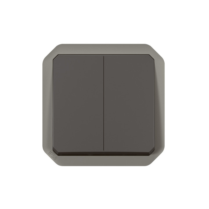 Commande Double Interrupteur Ou Poussoir Plexo Composable Anthracite