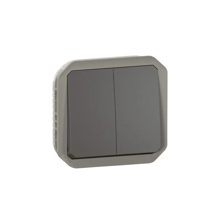Commande Double Interrupteur Ou Poussoir Plexo Composable Anthracite
