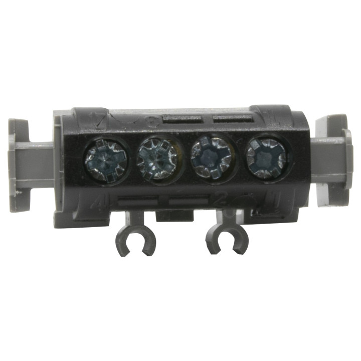 Bornier De Répartition Isolé Ip2X Phase - 4X1,5Mm² À 16Mm² Noir - Longueur 47Mm