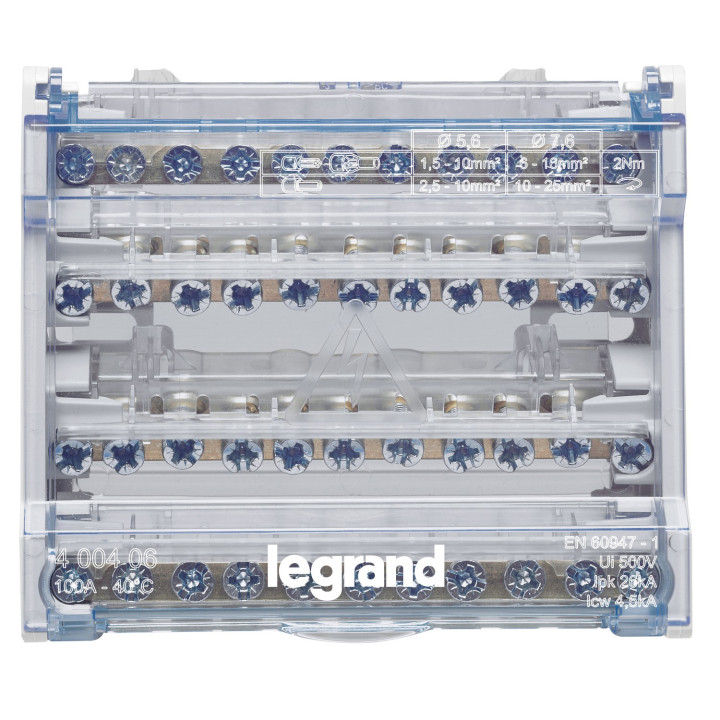 Répartiteur Modulaire 4P 100A - 6 Modules