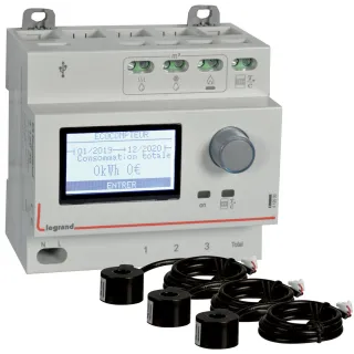 Pack Ecocompteur Avec 3 Transformateurs De Courant Fermés 60A