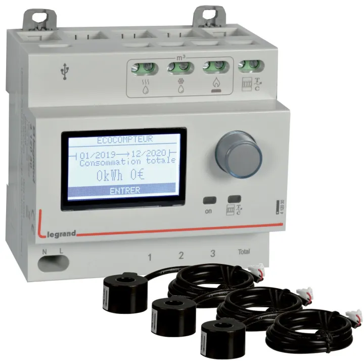 Pack Ecocompteur Avec 3 Transformateurs De Courant Fermés 60A