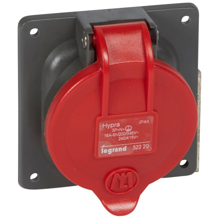 Prise À Entraxes Unifiés Hypra Ip44 16A - 380V~ À 415V~ - 3P+N+T - Plastique