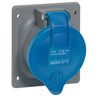 Prise À Entraxes Unifiés Fixe Hypra Ip44 32A - 200V~ À 250V~ - 2P+T - Plastique