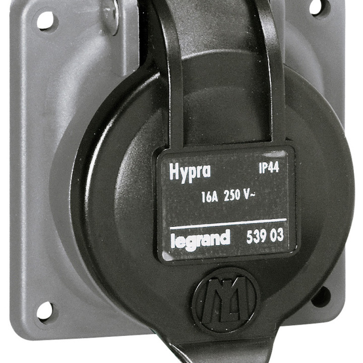 Prise De Courant Fixe 2P+T À Brochage Domestique Hypra Ip44 - 250V~ - Plastique