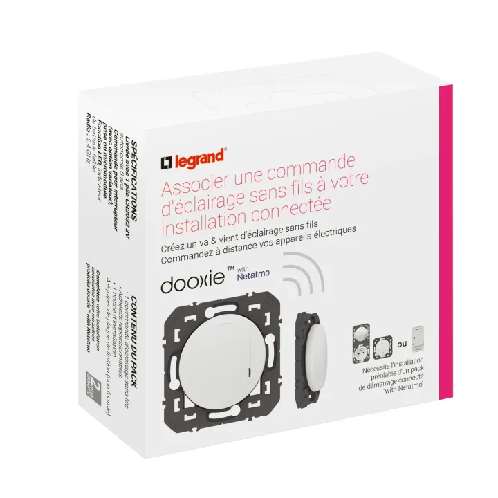 Commande Sans Fils Pour Éclairage/Prise Dooxie With Netatmo Sans Plaque Blanc