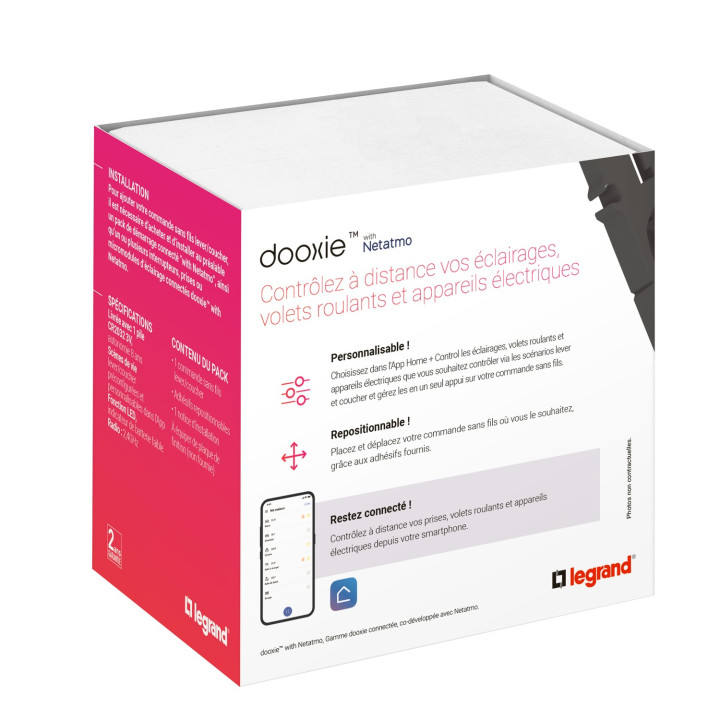 Commande sans fils Lever/Coucher dooxie with Netatmo sans plaque blanc