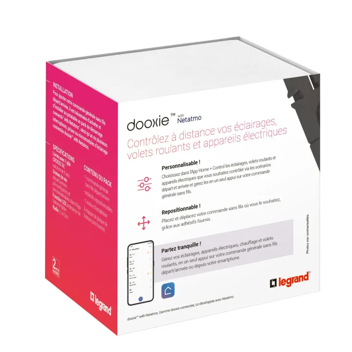 Commande Sans Fils Départ/Arrivée Dooxie With Netatmo Sans Plaque Blanc