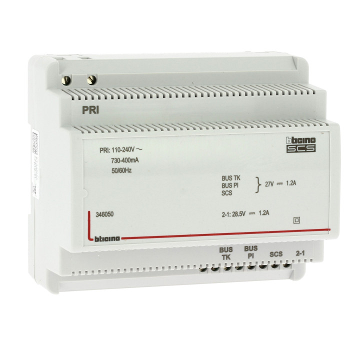 Alimentation et adaptateur vidéo pour portier 110V à 240V 27Veq. 1,2A - 8 modules