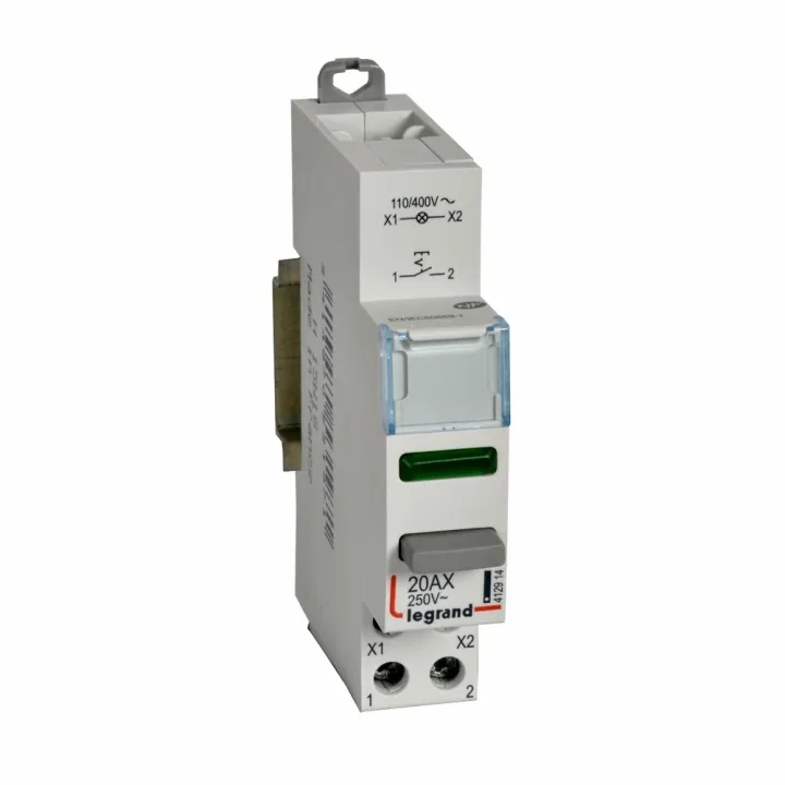Poussoir Modulaire - Double Fonction Voyant 1 No + Led Vert 110/400V~~ -1 Module