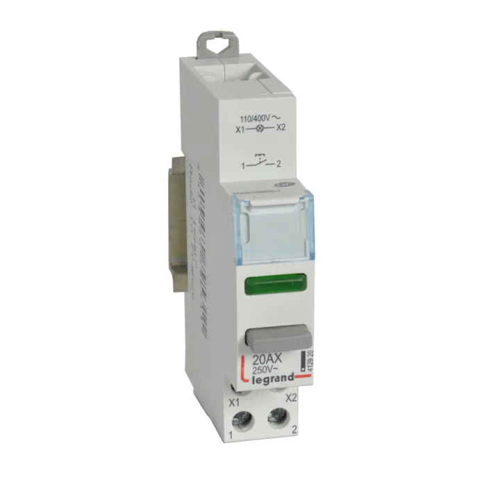 Poussoir Double Fonction Contact 1No + Voyant Led Vert 110-400V~ - 1 Module Din