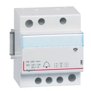 Transformateur Pour Sonnerie 230V Vers 24V À 12V - 24Va À 18 Va - 4 Modules