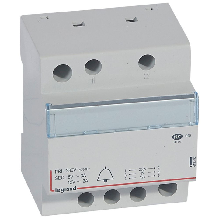 Transformateur Pour Sonnerie 230V Vers 12V Ou 8V - 24Va - 4 Modules