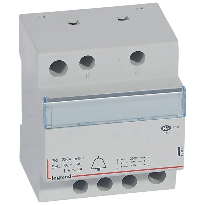 Transformateur Pour Sonnerie 230V Vers 12V Ou 8V - 24Va - 4 Modules