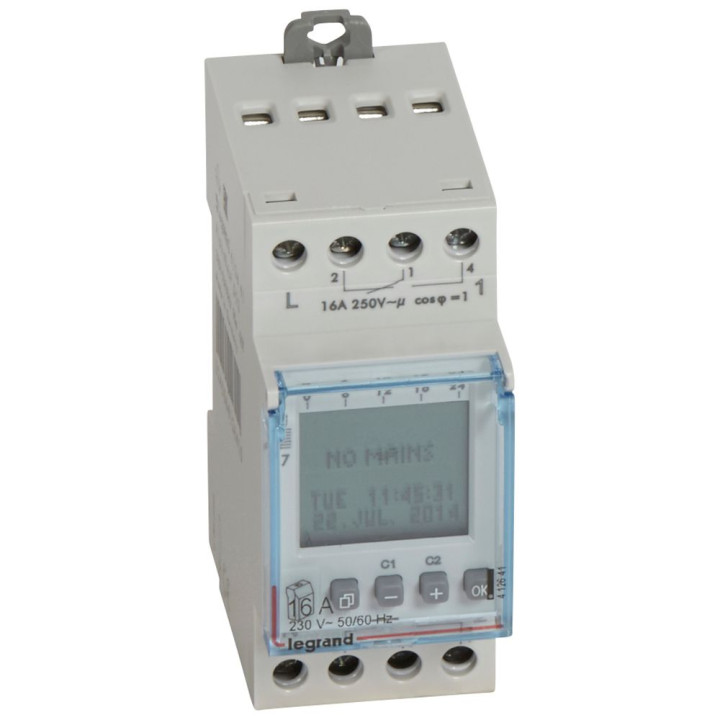 Interrupteur Horaire Digital Modulaire Programmable Jour/Hebdo - 2 Sorties 16A - 230V~