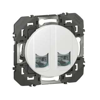 Double Prise Rj45 Catégorie 6 Stp Dooxie Finition Blanc