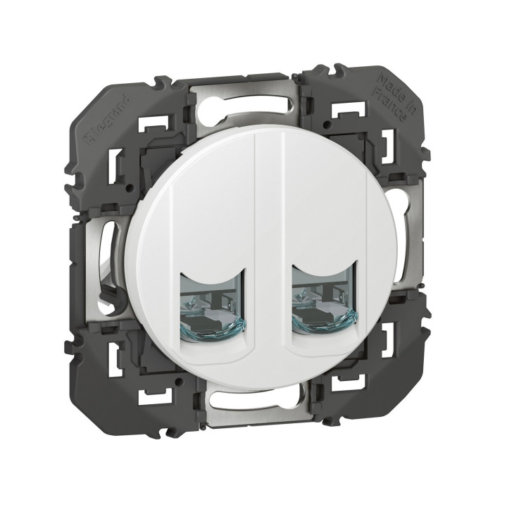 Double prise RJ45 catégorie 6 STP dooxie finition blanc