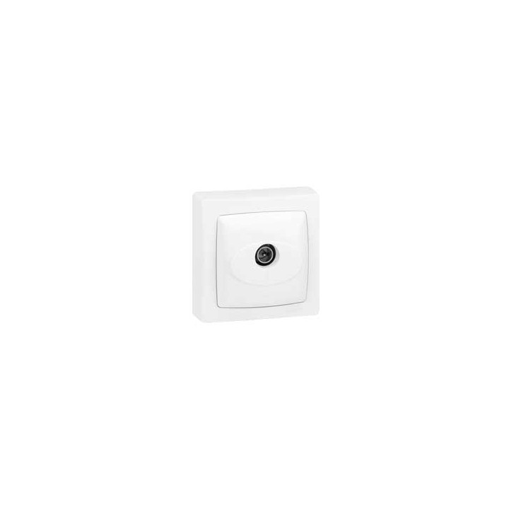 Prise Télévision Simple Mâle Appareillage Saillie Complet - Blanc