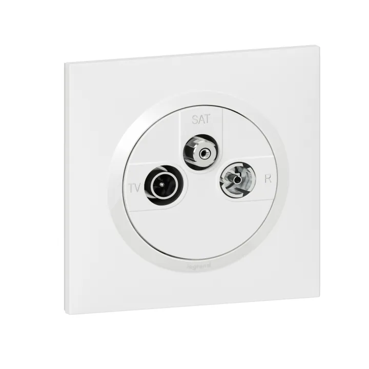 Prise Tv-R-Sat 1 Câble Dooxie One Livré Avec Plaque Carrée Blanche Et Griffes