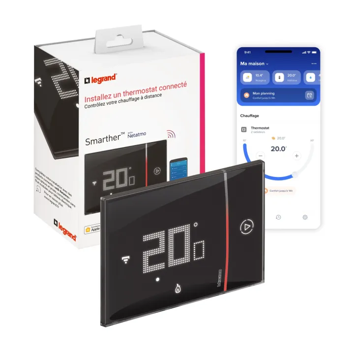 Thermostat Smarther With Netatmo Connecté À Encastrer - Noir