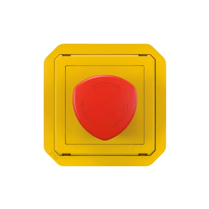 Coup De Poing D'Urgence Déverrouillage 1/4 Tour Plexo Composable Jaune