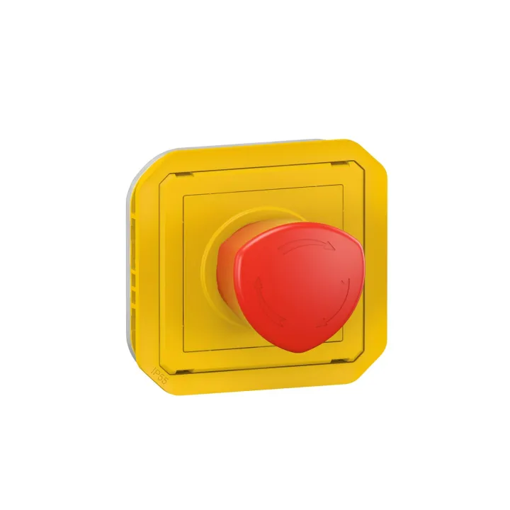 Coup De Poing D'Urgence Déverrouillage 1/4 Tour Plexo Composable Jaune