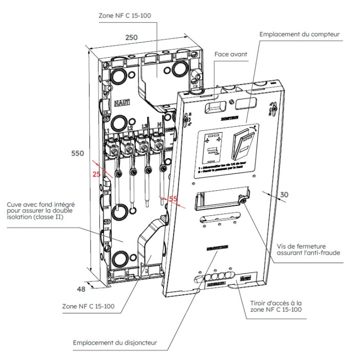 Panneau 250X550 Pour Compteur Tri + Disjoncteur - 6981220