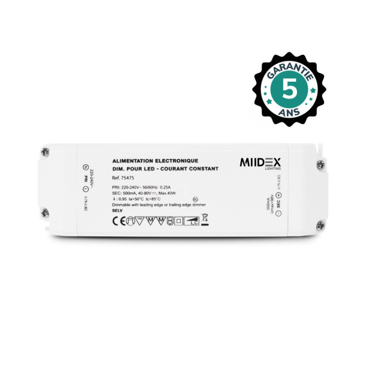 Alimentation 40-80V Dim Coupure De Phase 40W 500Ma Ip20 5Ans