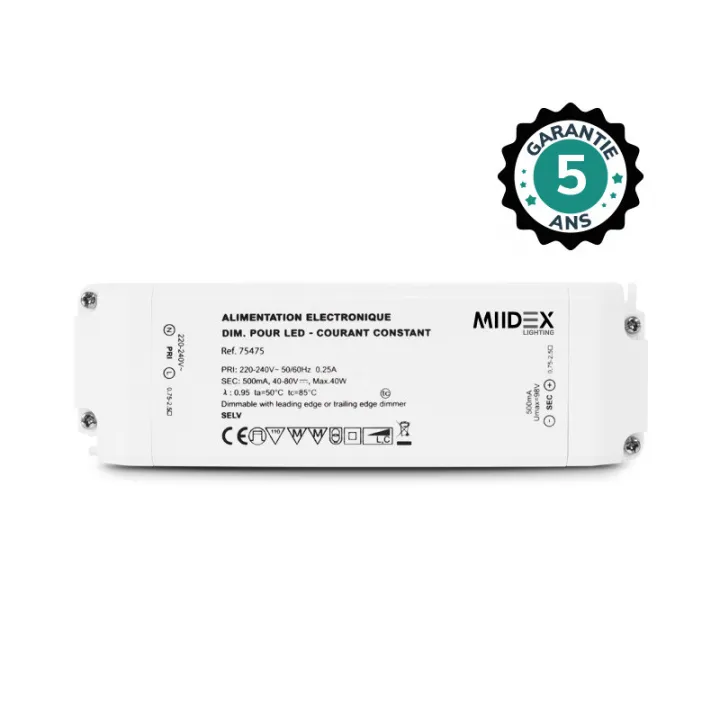 Alimentation 40-80V Dim Coupure De Phase 40W 500Ma Ip20 5Ans