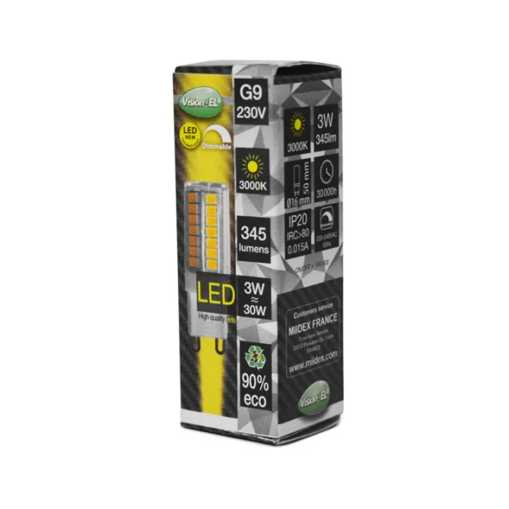 LED G9 3.5W 3000K 230 VOLT DIM BOITE – 350lm – 300°
