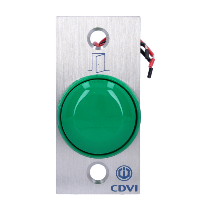Bouton poussoir NONF Choc - Vert - Précâblé - plaque porte inox 