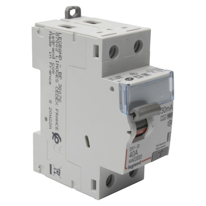 Interrupteur Différentiel Dx³-Id Haut/Bas Vis - 2P 230V~ 40A Typef 30Ma - 2 Mod