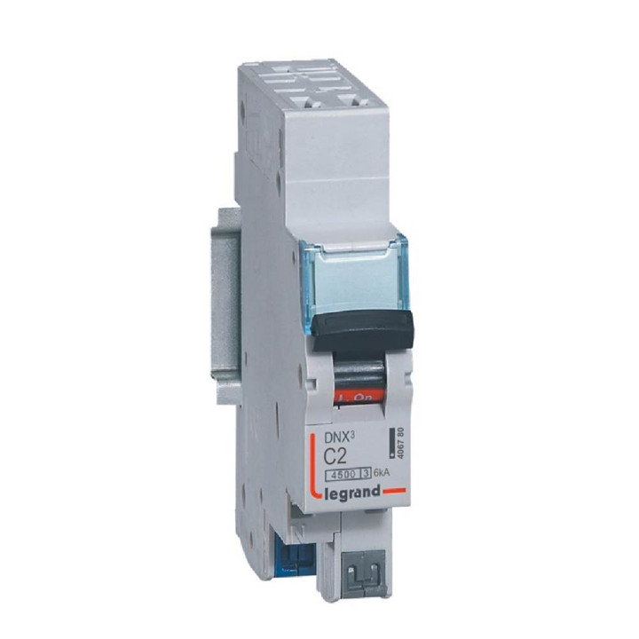 Disjoncteur Dnx³ 4500 -Auto/Auto - U+N 230V~ 2A - 4,5Ka - Courbe C - 1 Module