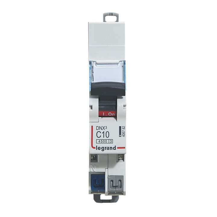 Disjoncteur Dnx³ 4500 - Auto/Auto - U+N 230V~ 10A - 4,5Ka - Courbe C - 1 Module