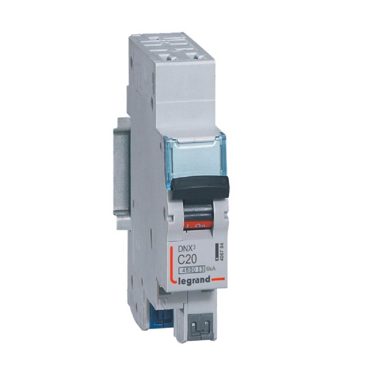 Disjoncteur Dnx³ 4500 - Auto/Auto - U+N 230V~ 20A - 4,5Ka - Courbe C - 1 Module