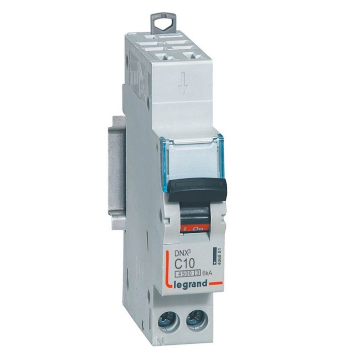 Disjoncteur Dnx³ 4500 - Auto/Vis - U+N 230V~ 10A - 6Ka - Courbe C - 1 Module